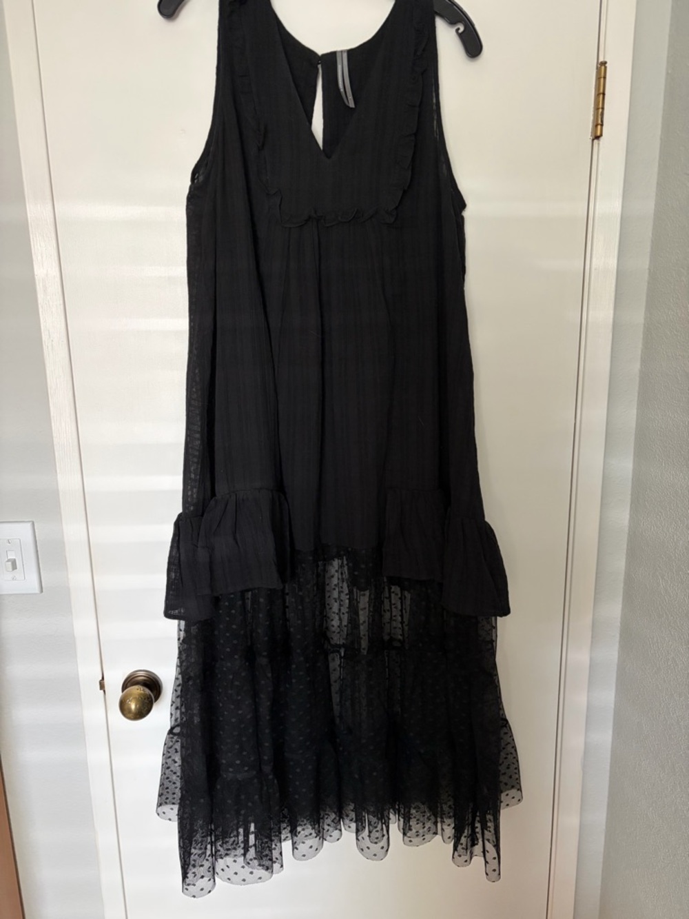 Anthropologie Black Sleeveless V-Neck Maxi-Dress size L NWOT